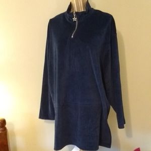 *GORGEOUS* Coldwater Creek Blue Chenille Velour Quarter Zip Sweater Size 2x